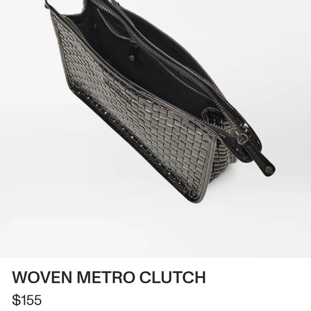 MZ Wallace Woven Clutch Black Lacquer